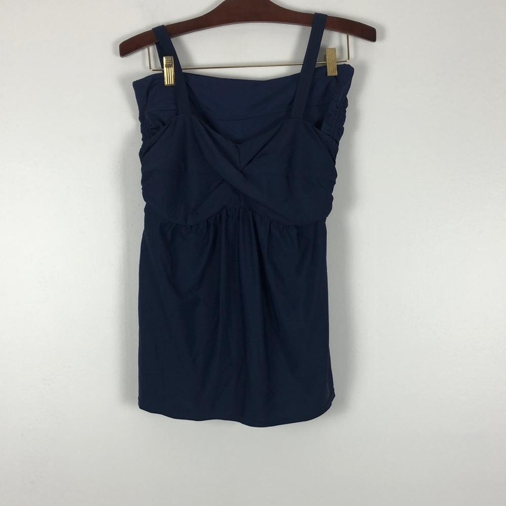 Beach House navy blue 2 piece adjustable straps V neck molded cups bikini SZ 12